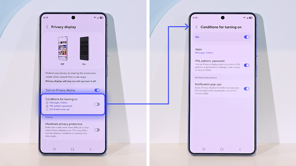 “Samsung Galaxy S26 Series smartphones rear design with triple camera setup in violet color”